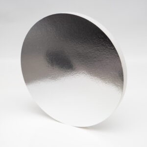 Podkład okrągły styrodur biały ze srebrną podkładką do żywności 26cm