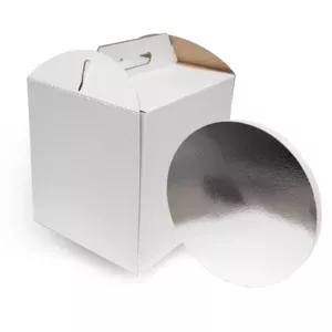 Podkład 24 cm w kolorze biały/srebrny + karton 24x24x31