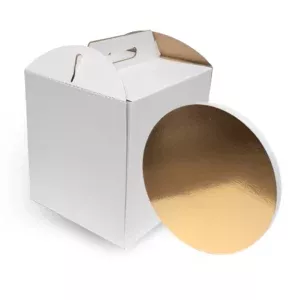 Podkład 24 cm w kolorze biały/złoty + karton 24x24x31