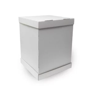 Karton na tort piętrowy z pokrywą w kolorze białym 32,5x32,5x45 cm