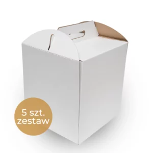 Karton na tort wysoki w kolorze białym 20x20x25 cm 5szt.