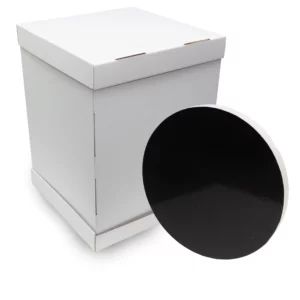 Podkład 32 cm w kolorze biały/czarny+ karton z pokrywą 32,5x32,5x45